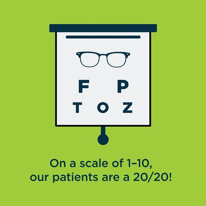 Opticians & Eye Care creative ad: Eye chart with '20/20 patients' pun