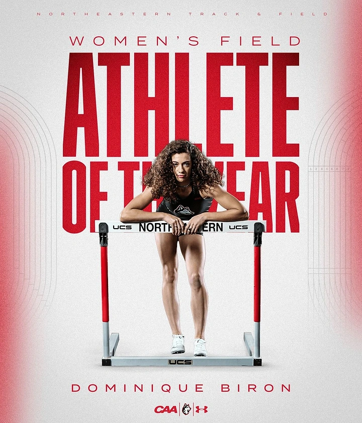 Creative ad: Female athlete leaning over hurdle
