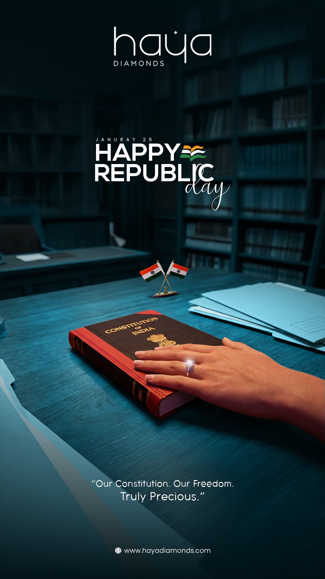Ringed hand on Constitution, jewelry oath idea