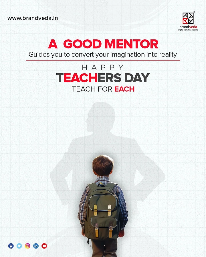 Teachers Day creative ad: Schoolboy seen from behind casting a large mentor-shaped shadow