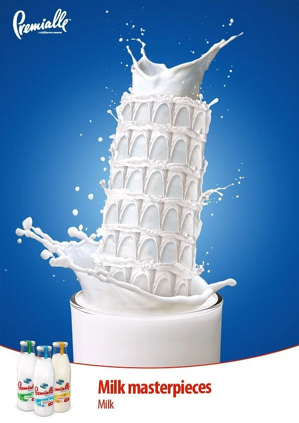 Dairy Brands creative ad: Leaning Tower sculpted from milk