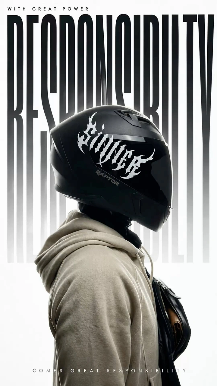 Helmets & Riding Gear creative ad: Resilience concept built through typography