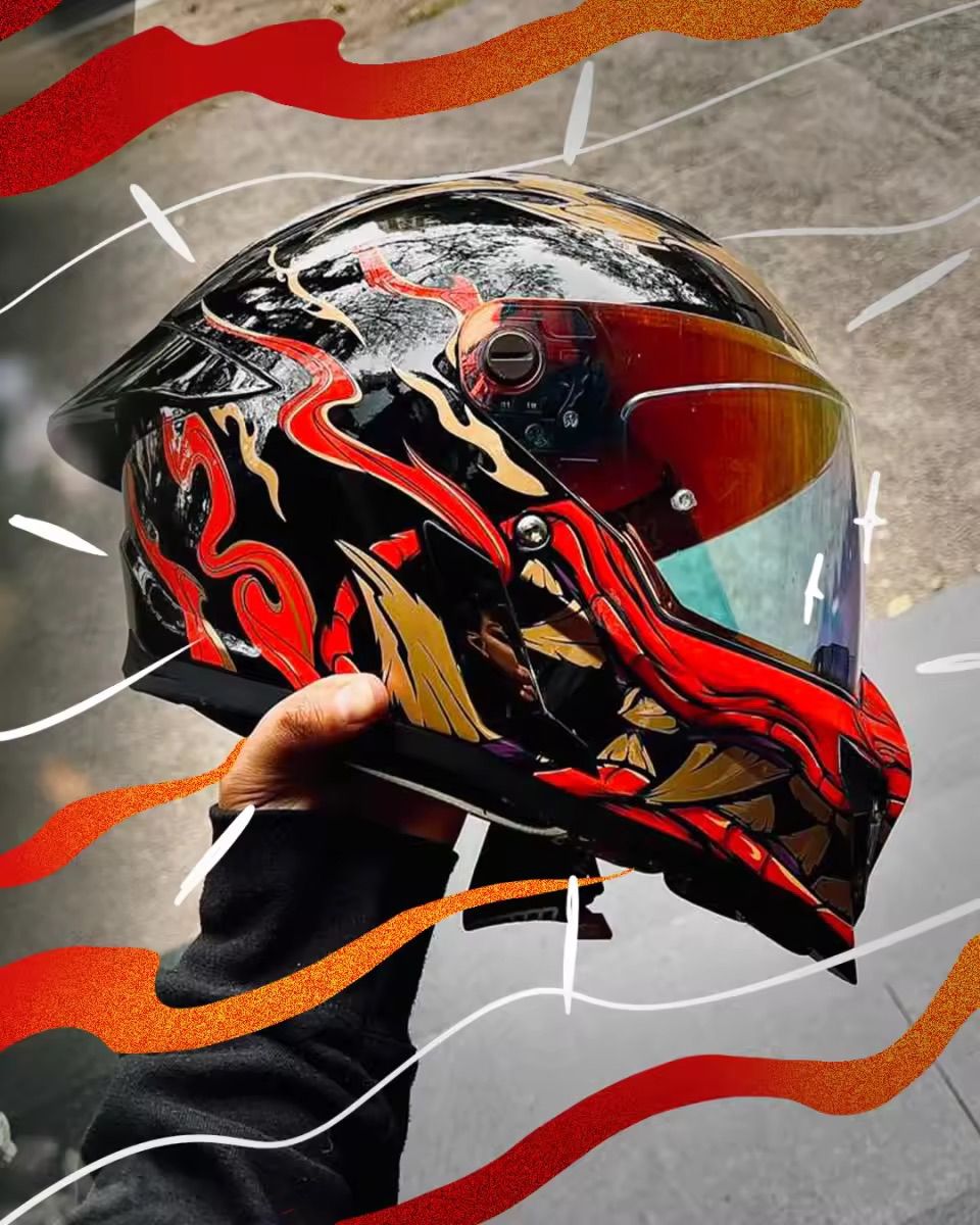 Instagram post: Dynamic ribbons turn helmet into motion, slide 3