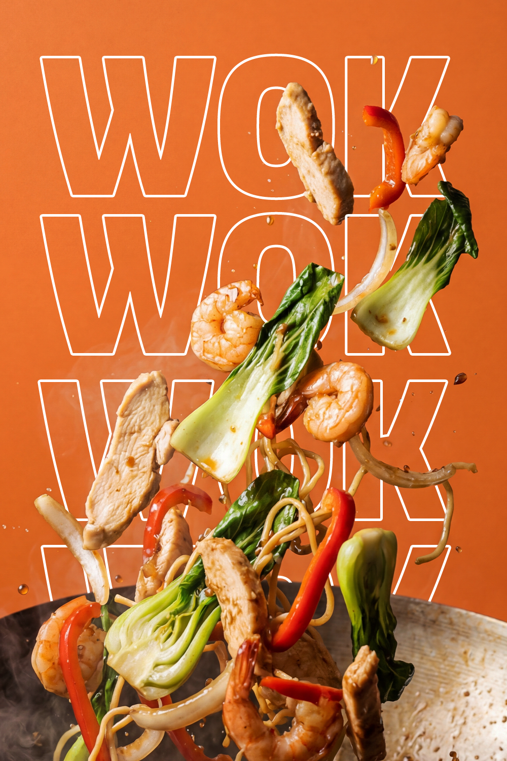 Story: WOK lettering frames airborne ingredients