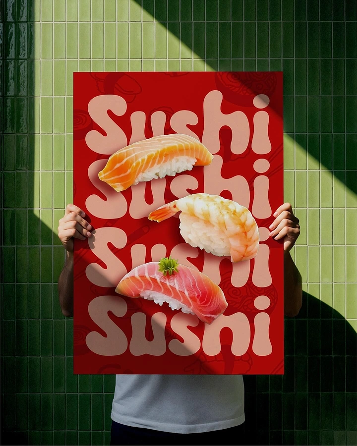 Sushi & Japanese Restaurants creative ad: Sushi integrated into oversized typography