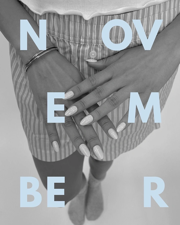 Nail Salons creative ad: November letters framing hands, bold layout