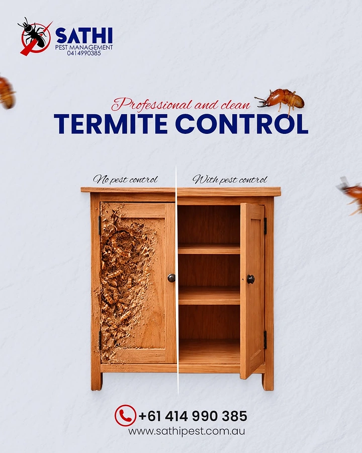 Pest Control creative ad: Split cabinet: eaten vs protected halves