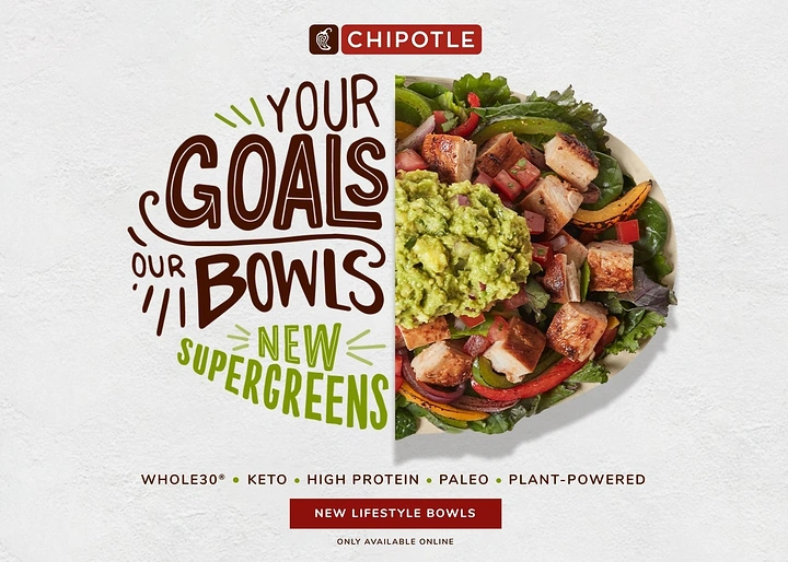 Salad Bars & Healthy Restaurants creative ad: Goal-themed bowl pun with strong typography