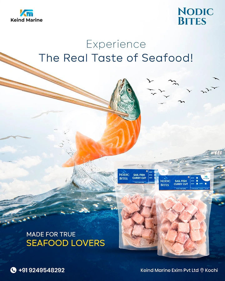 Seafood Restaurants creative ad: Salmon emerges dramatically from the sea