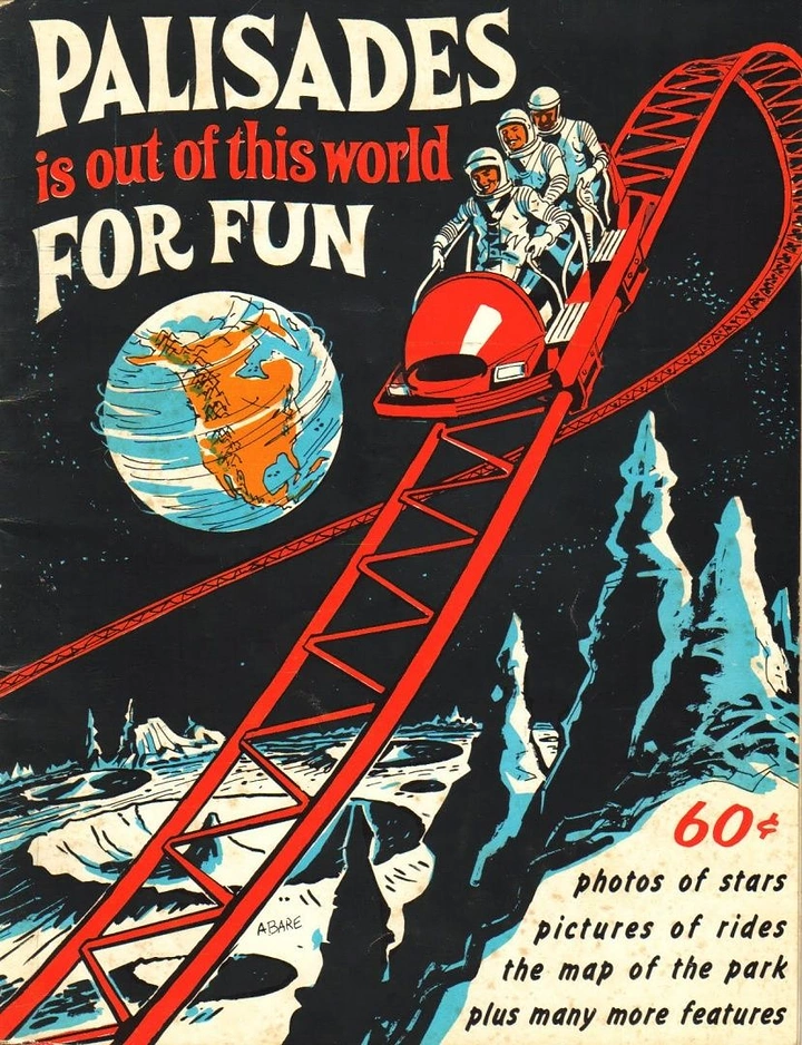 Amusement & Water Parks creative ad: Retro coaster launched into space