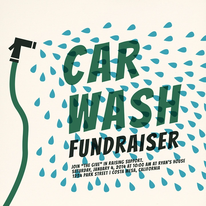 Car Wash & Detailing creative ad: Hose spray droplets frame bold type