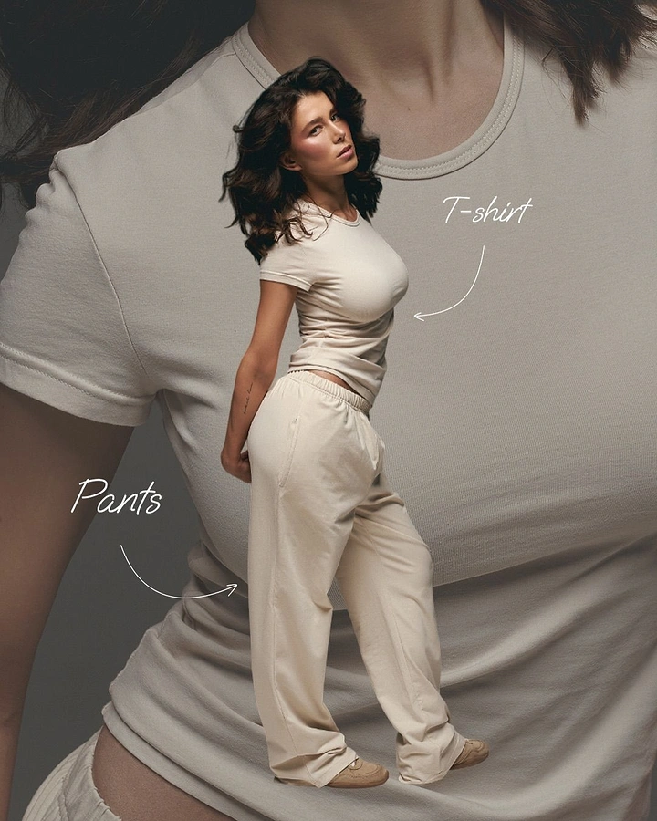 Plus-Size Fashion creative ad: Garment backdrop creates fashion metaphor