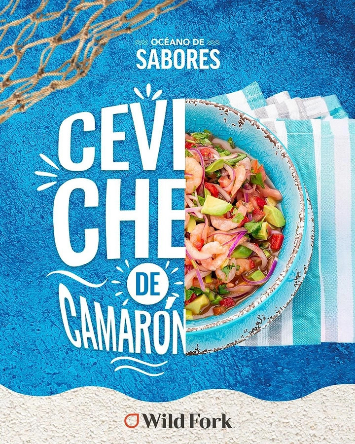 Seafood Restaurants creative ad: Expressive ceviche typography and bowl