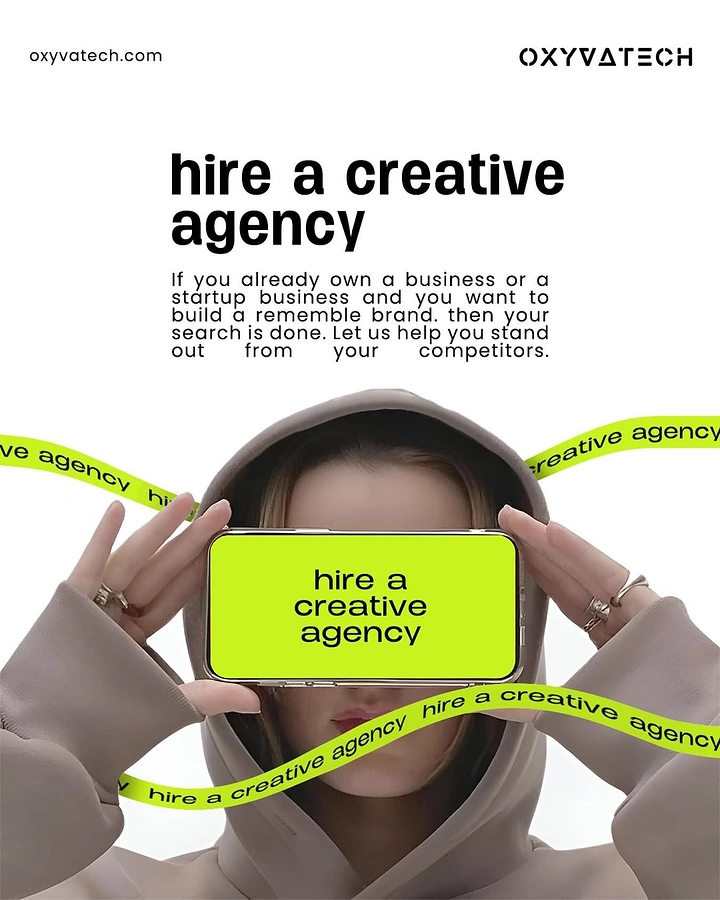Agency creative ad: Phone as visor, agency caution-tape wrap