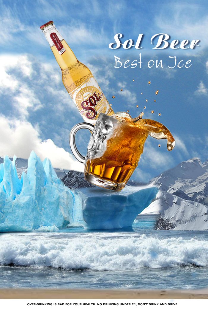 Story: Beer pours into an icy ocean landscape