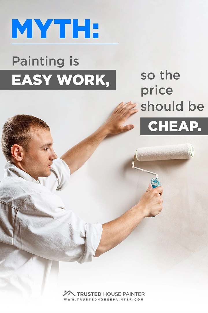 House Painters creative ad: Myth-busting copy, painter rolls text