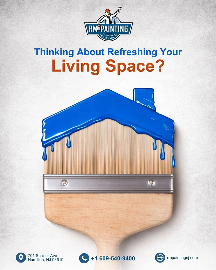 House Painters creative ad: Paintbrush dipped into a dripping house roof