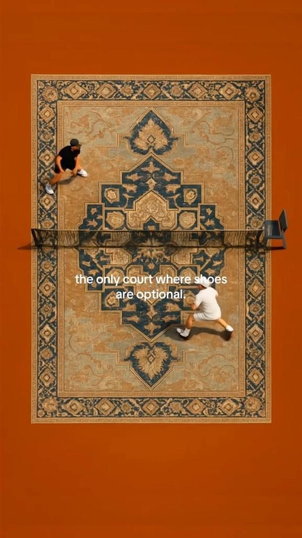 Story: Rug becomes witty optional-shoes court, slide 2