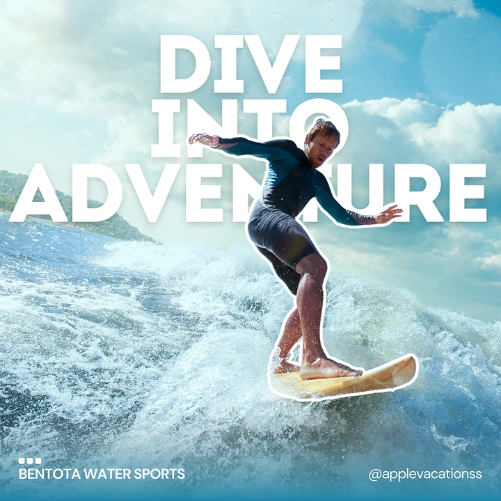 Adventure Sports & Trekking creative ad: Surfer breaks through oversized typography
