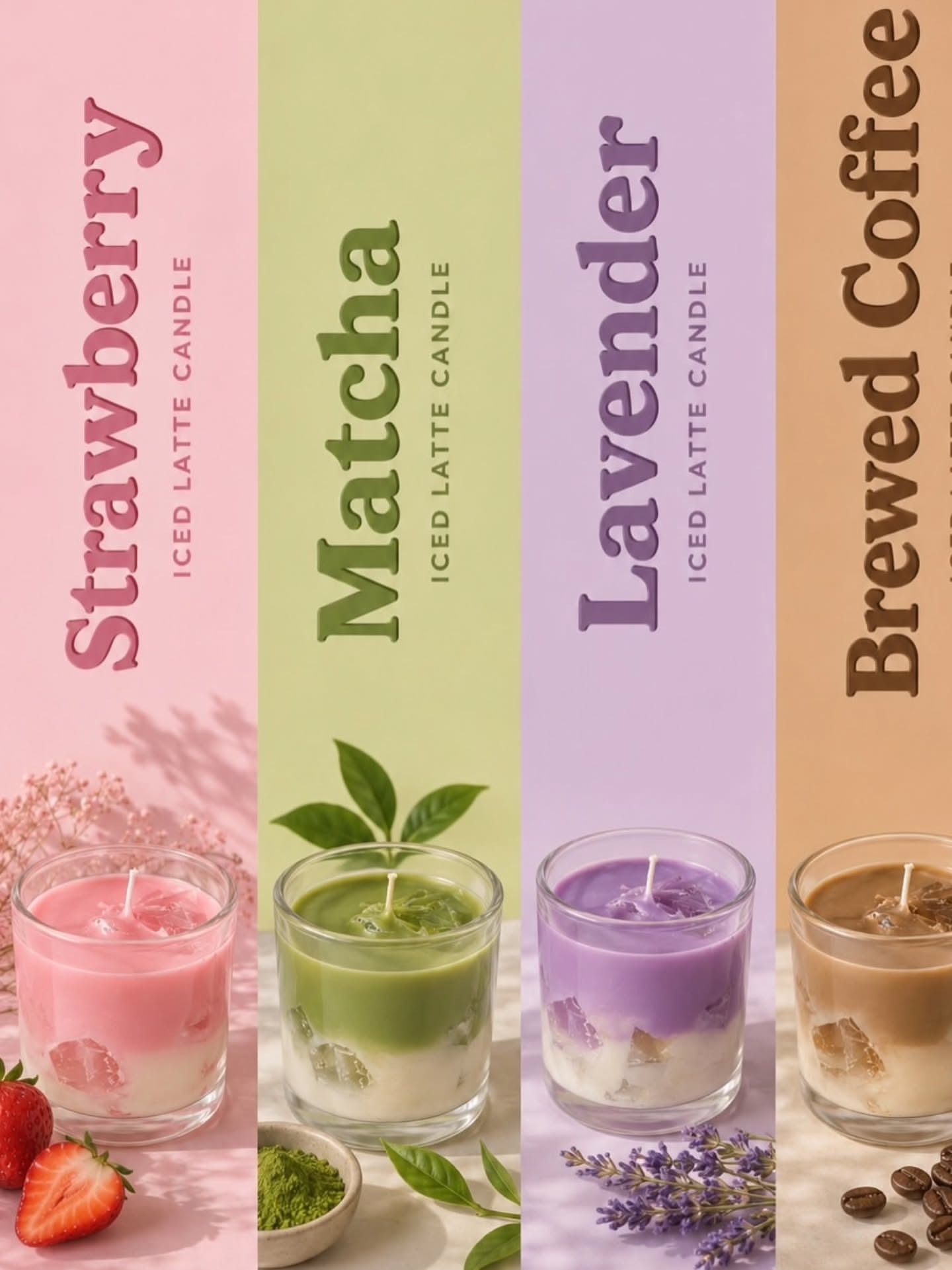 Instagram post: Candles styled as iced latte flavours, slide 2