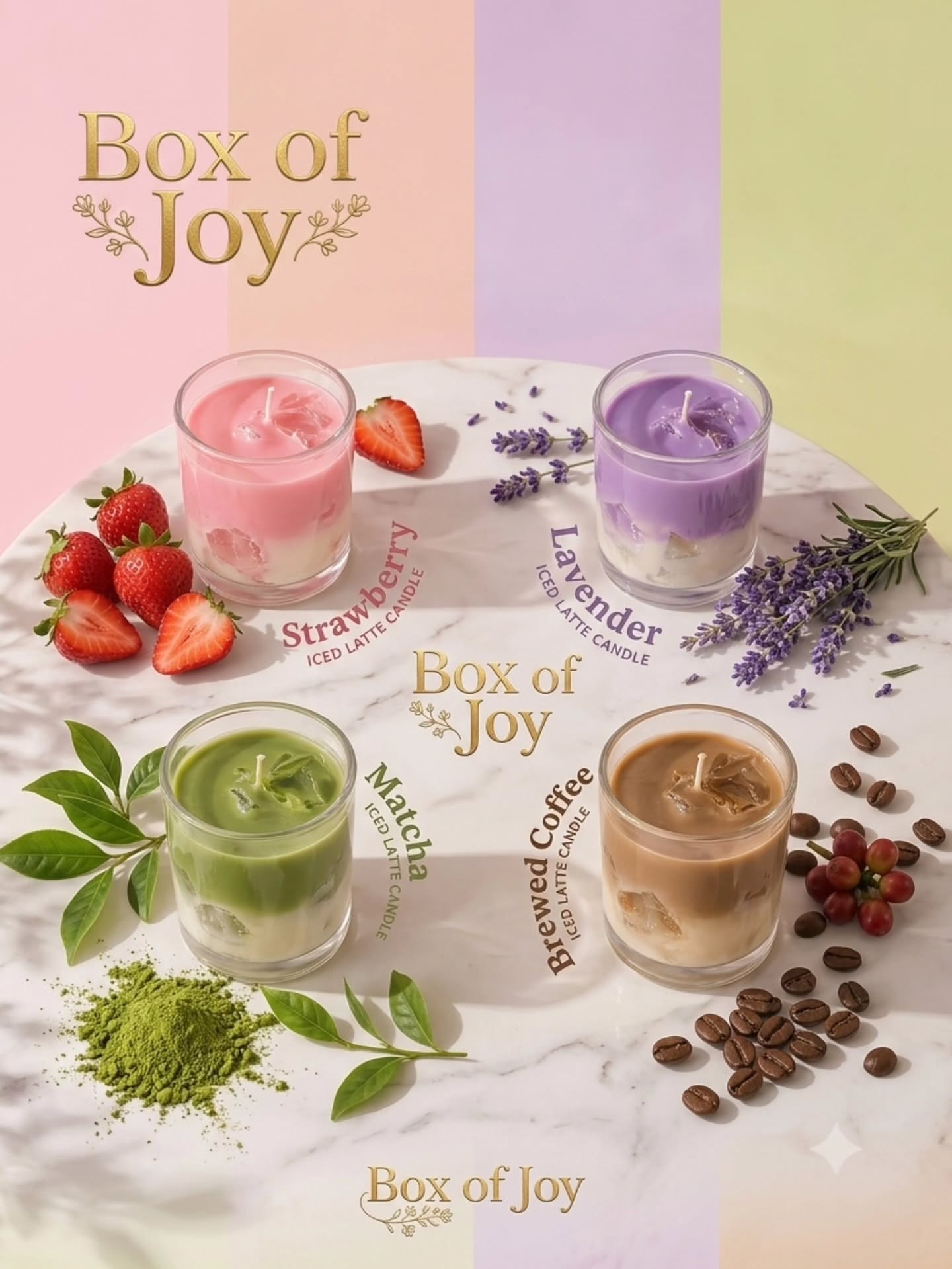 Instagram post: Candles styled as iced latte flavours, slide 3