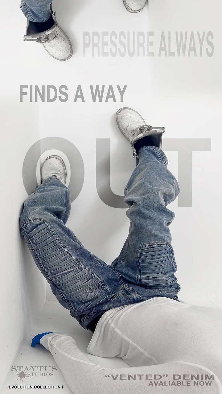 Denim & Jeans Brands creative ad: Pressure creates playful escape metaphor
