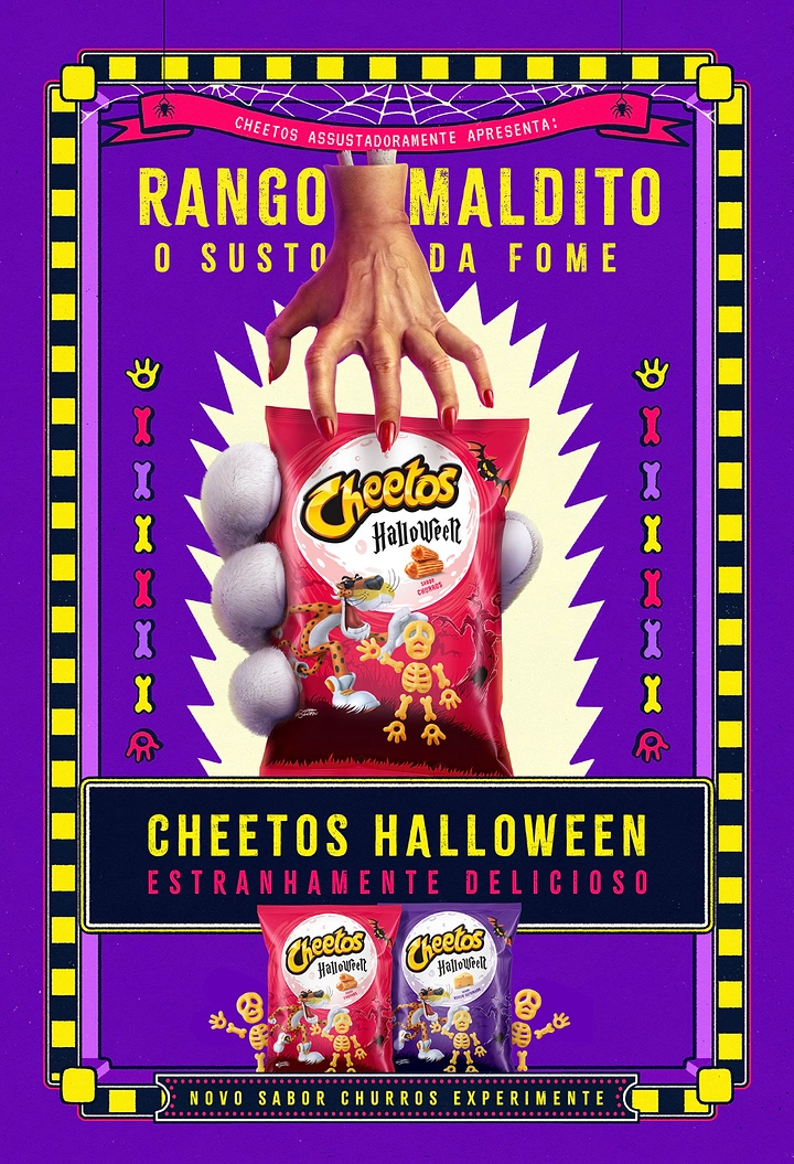 Halloween creative ad: Creepy hand grabbing a Halloween snack bag