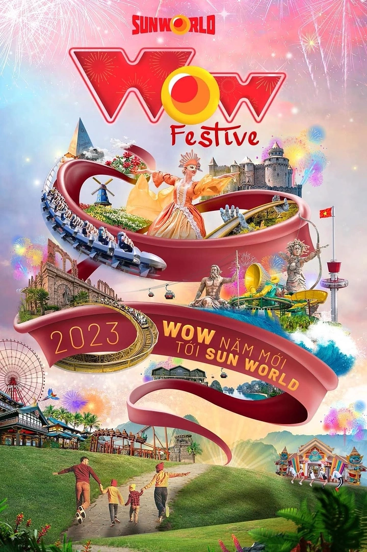 Amusement & Water Parks creative ad: Coaster ribbon weaving park landmarks