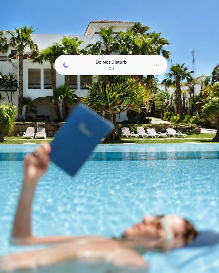 Vacation Rentals & Holiday Homes creative ad: Poolside do-not-disturb visual gag