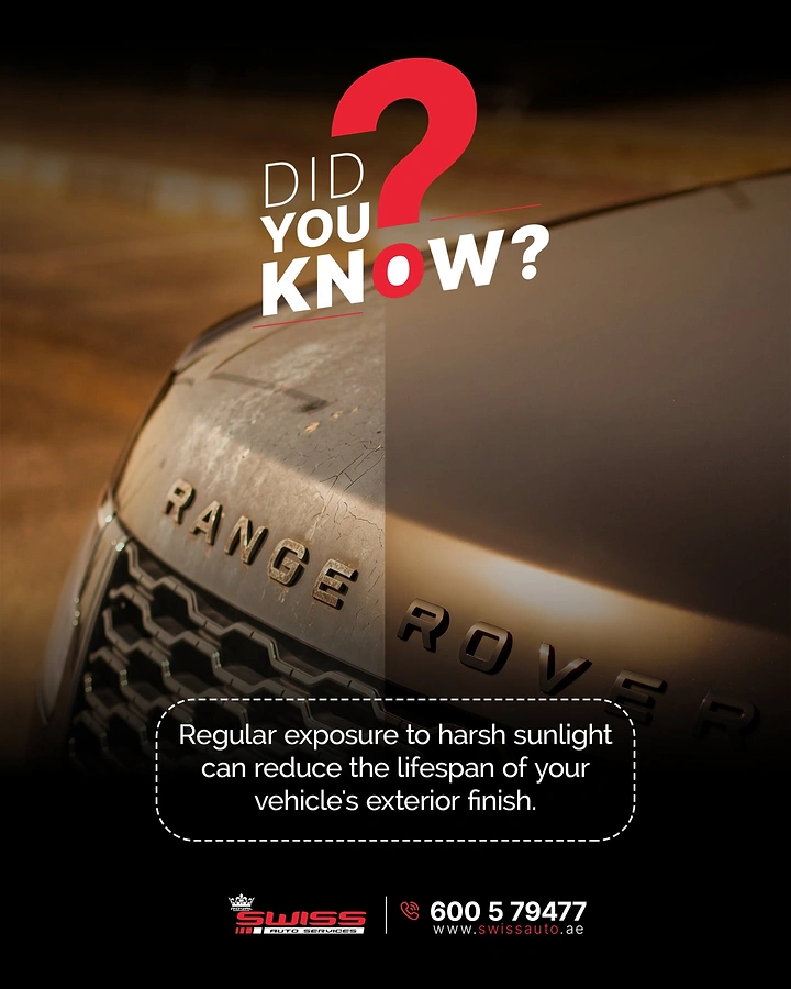 Car Wash & Detailing creative ad: Split dusty/clean hood, did-you-know hook