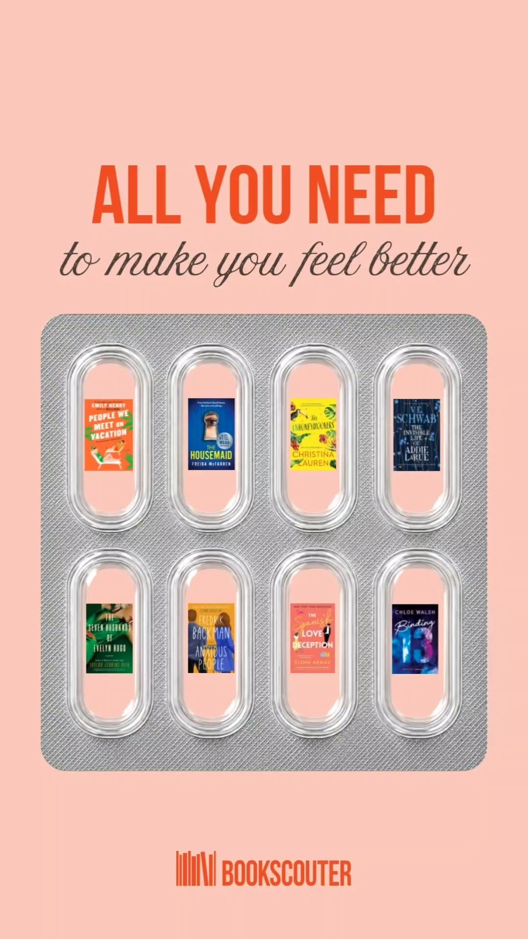 Books as pills in a blister pack