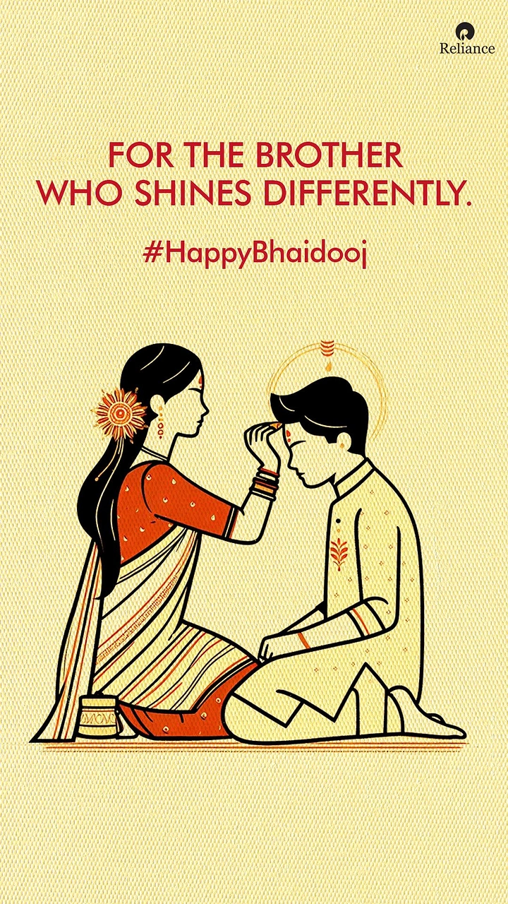 Bhai Dooj creative ad: Sister applying tilak to her kneeling brother