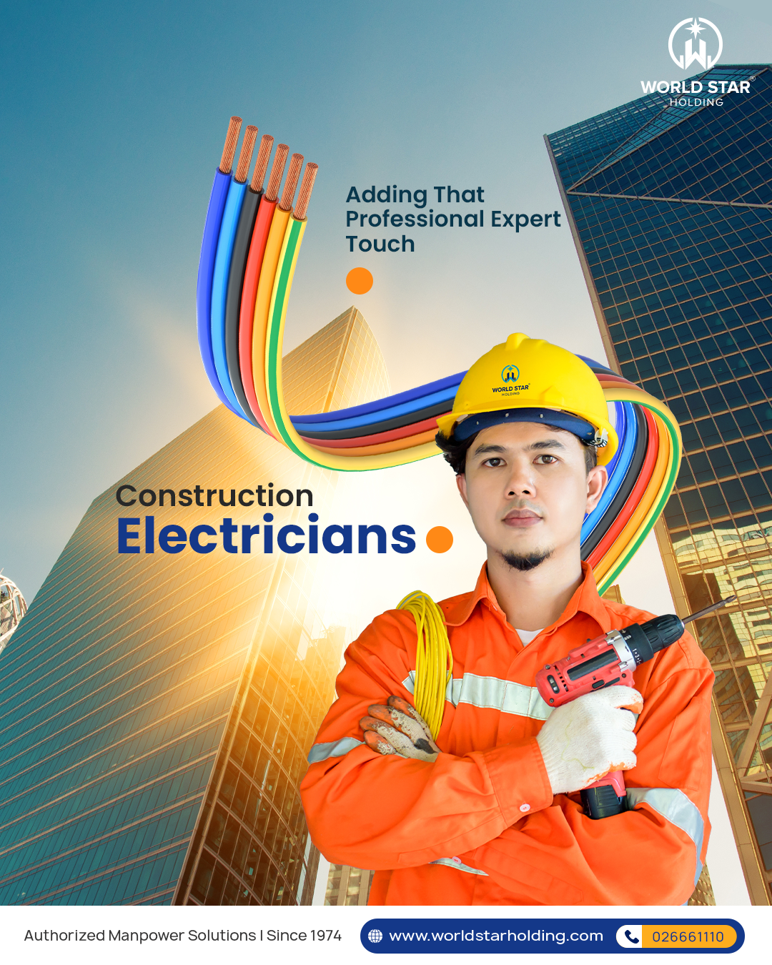 Instagram post: Colourful cables swooping around worker