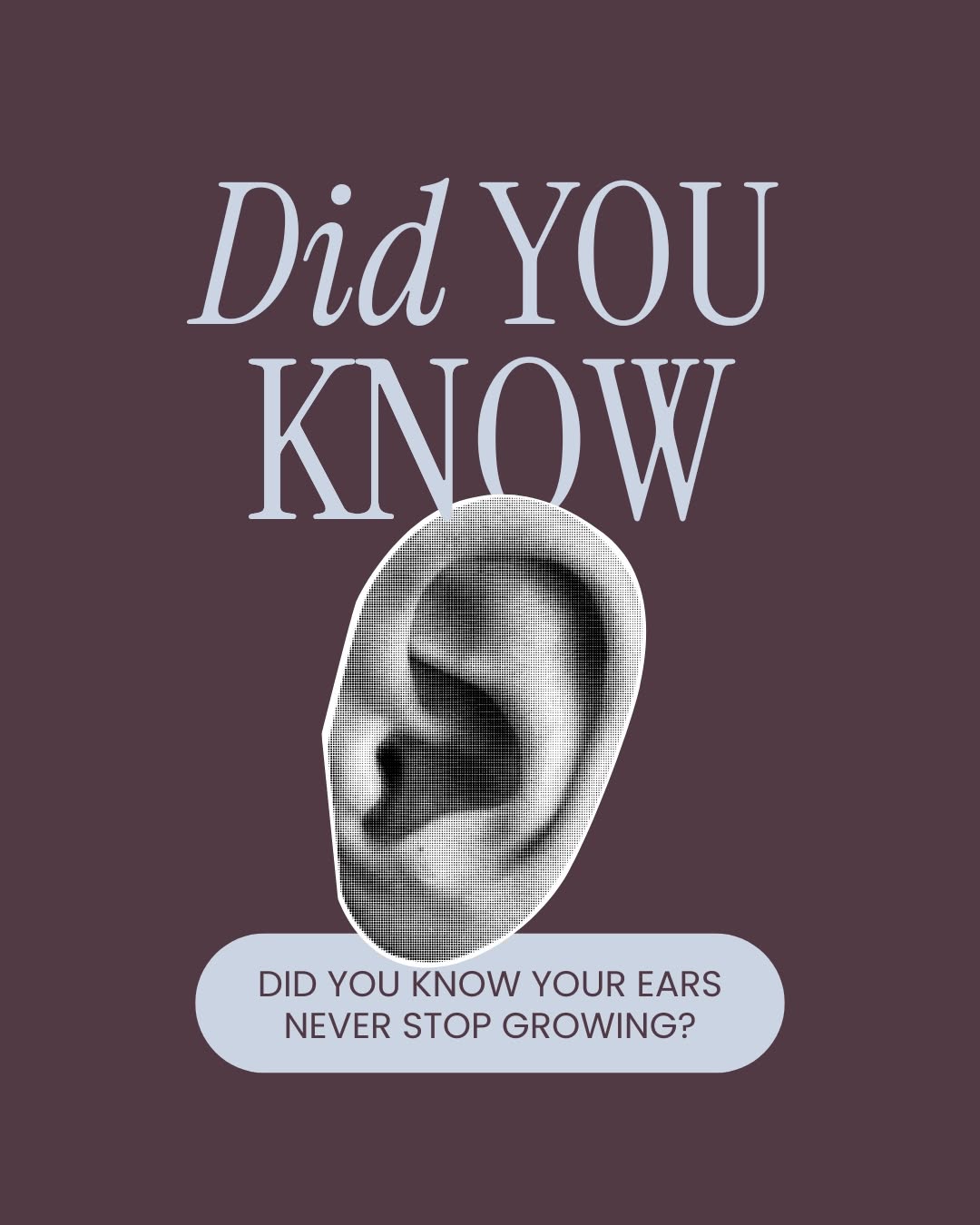 Instagram post: Collage ear breaking through serif headline, slide 1