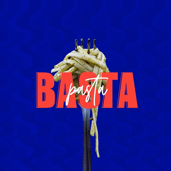 Instant Noodles & Pasta Brands creative ad: Playful typography interacting with product.