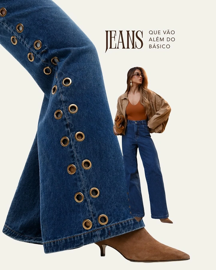 Denim & Jeans Brands creative ad: Oversized denim turns product into spectacle