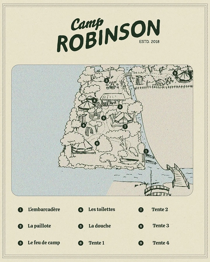 Summer Camps & Kids Activities creative ad: Camp identity built around illustrated map