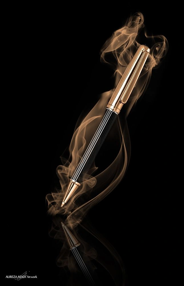 Pens & Writing Instruments creative ad: Pen wrapped in dramatic smoke sculpture
