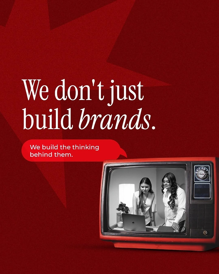 Agency creative ad: Retro TV, witty 'build the thinking' copy