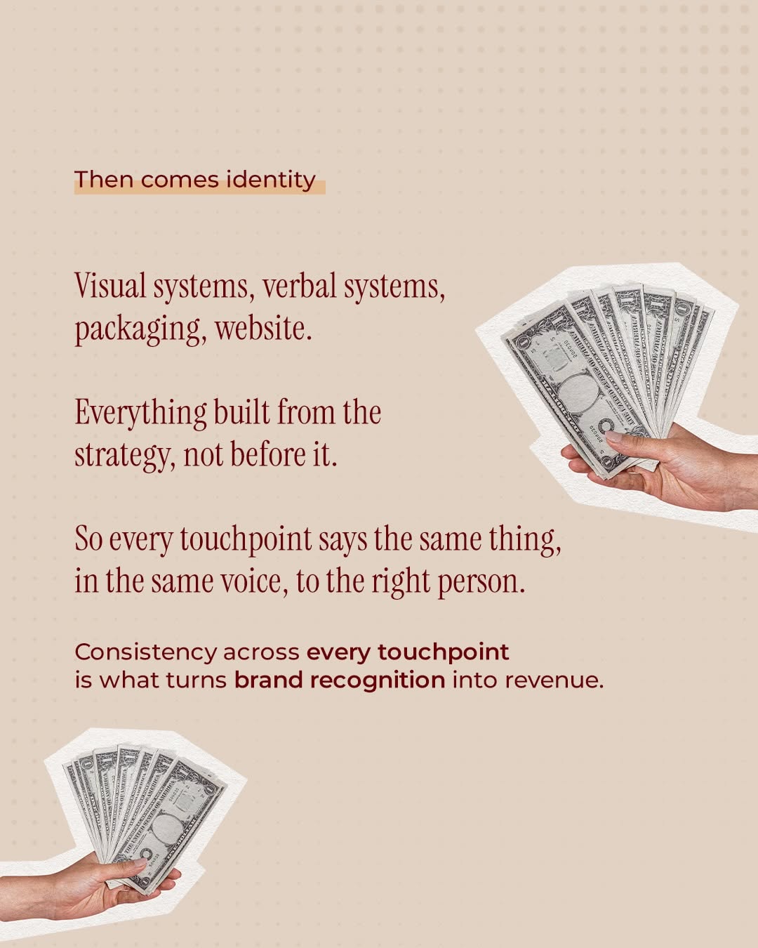 Instagram post: Retro TV, witty 'build the thinking' copy, slide 6