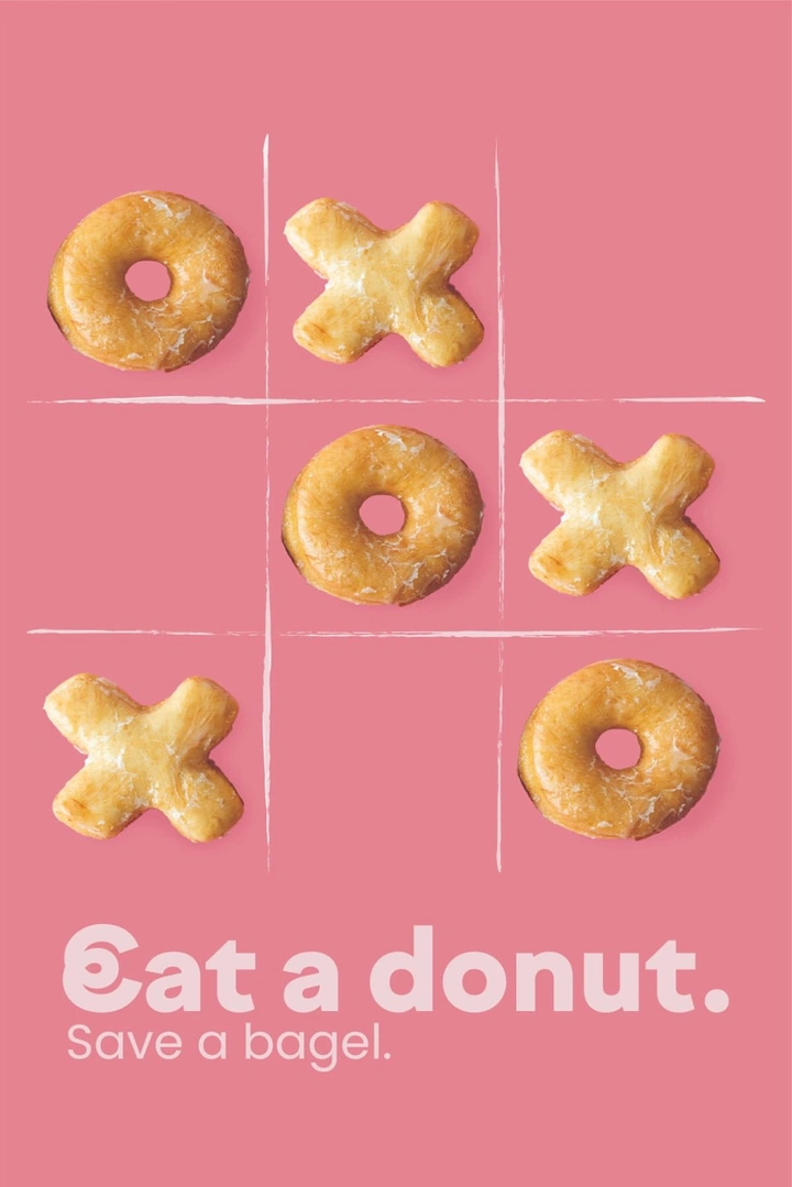 Donut Shops creative ad: Grid game pairs witty donut message