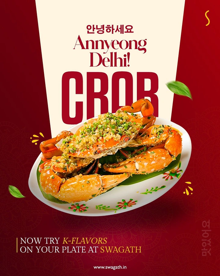 Seafood Restaurants creative ad: Korean fusion theme drives crab poster