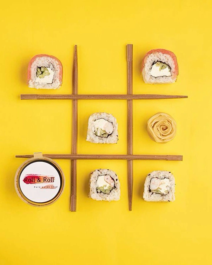 Sushi & Japanese Restaurants creative ad: Sushi transforms tic-tac-toe game