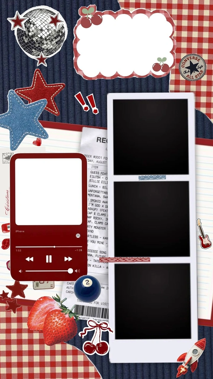 Photo Booth Rentals creative ad: Music-player composition built from photo strips
