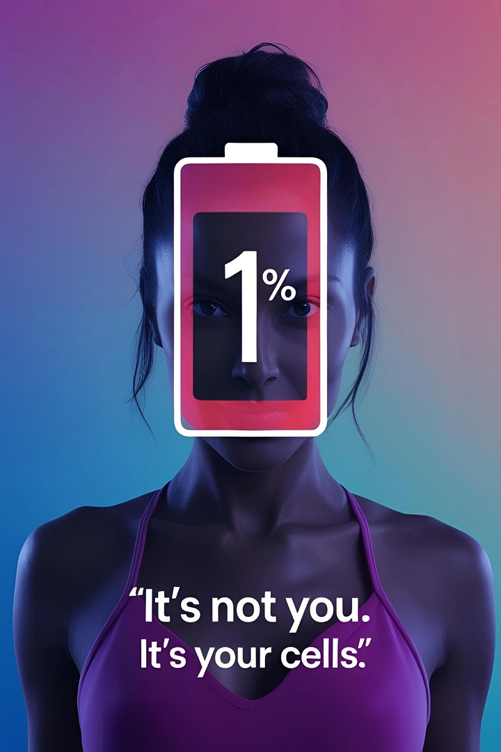 Weight Loss Clinics creative ad: Battery metaphor reframes cellular weight loss