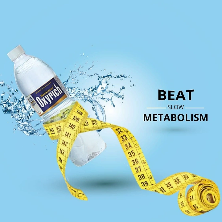 Packaged Drinking Water creative ad: Measuring tape visualizes metabolism claim