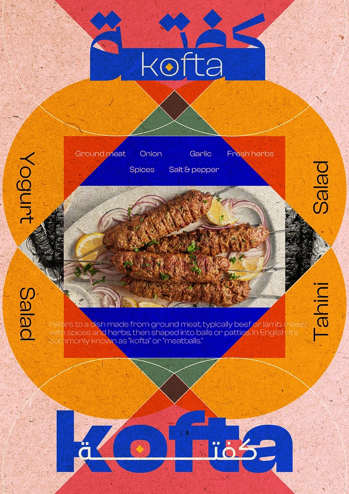 Arabic & Middle Eastern Restaurants creative ad: Ingredient map creates visual structure