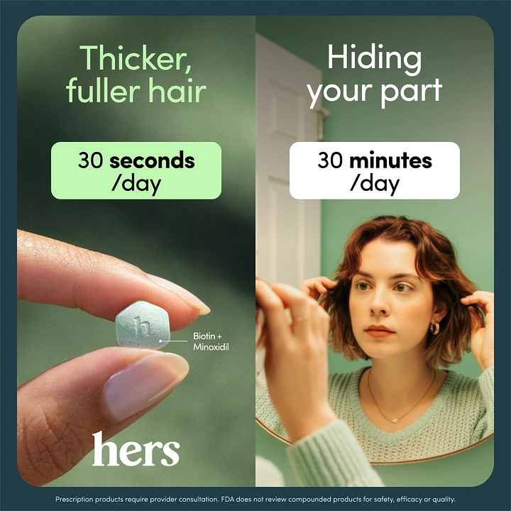 Hair Transplant & Hair Clinics creative ad: 30 seconds vs 30 minutes contrast
