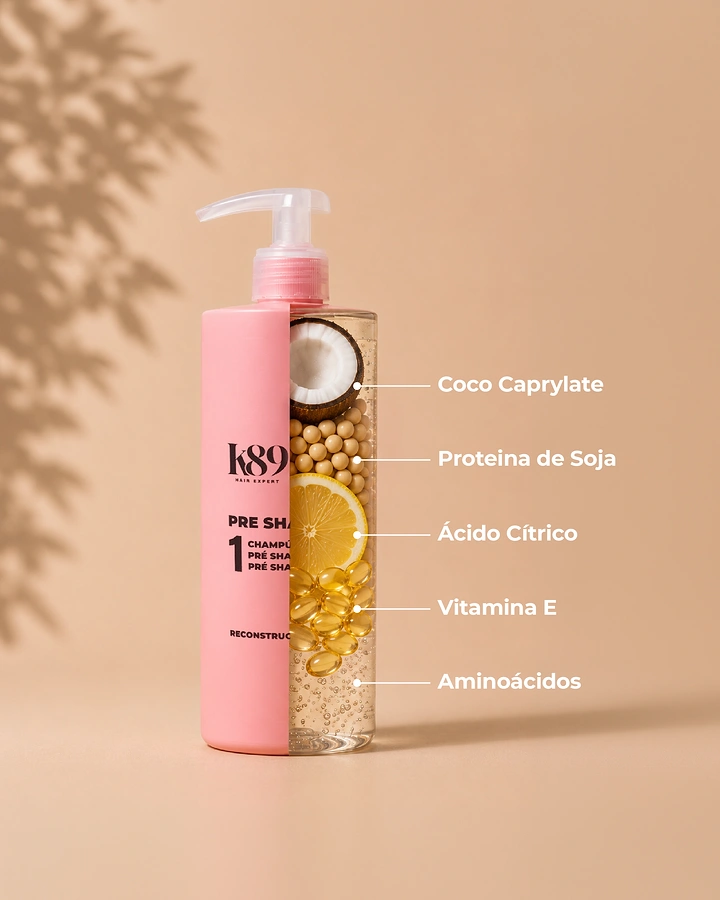 Creative ad: Half-cutaway shampoo bottle showing its ingredients inside