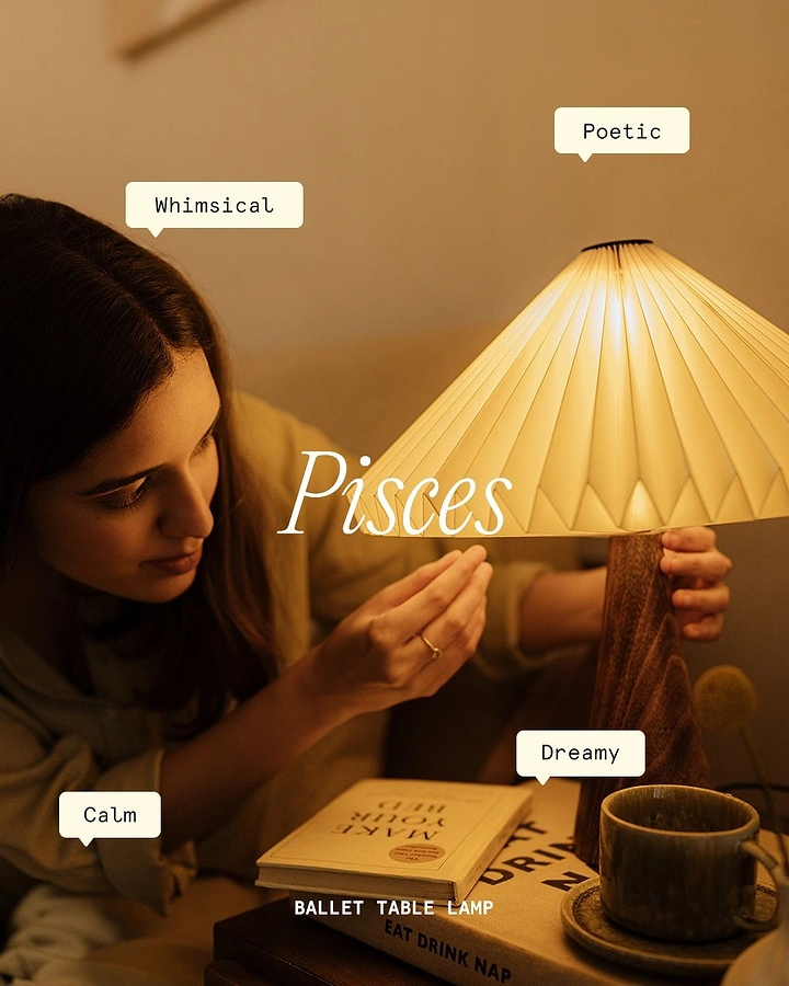 Lighting Stores & Lamps creative ad: Lamp styling framed through zodiac mood
